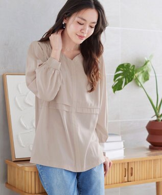 Tiaclasse L レイヤードデザインブラウス グレージュ