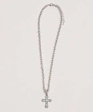 WEGO Lクロスビジューネックレス シルバー