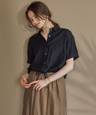  【SLOW/一部店舗限定】ブライトリネン クロップド シャツ