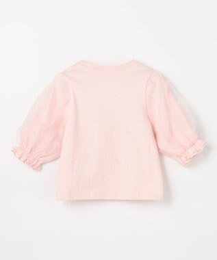 ANY KIDS チュール袖 七分Tシャツ ピンク