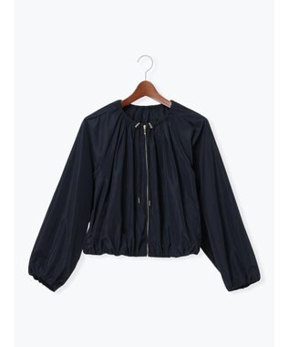 Te chichi ノーカラーギャザージップブルゾン ネイビー