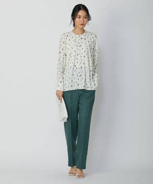 ICB 【UVケア・速乾】Back Satin Amunzen クルーネックブラウス オフホワイト系