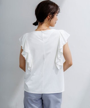 組曲 スウェットファンクションジャージー フリル袖カットソー ホワイト系