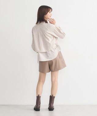 earth music&ecology Ｓｅｔ２点　ドロストショートシャツ＋キャミブラウス Beige