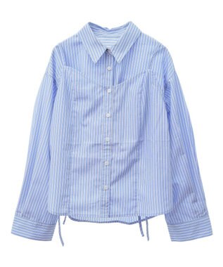 earth music&ecology Ｓｅｔ２点　ドロストショートシャツ＋キャミブラウス Light Blue