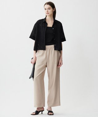 ICB L 【接触冷感・UVケア・速乾・洗える】カップ付きサテンキャミソール ブラック系