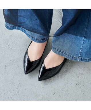 MODE ET JACOMO <carino>【レイン対応】プレーンパンプス ブラックエナメル