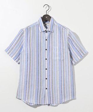 【麻100％・軽い・涼しい】 モイスチャーリネンストライプシャツ