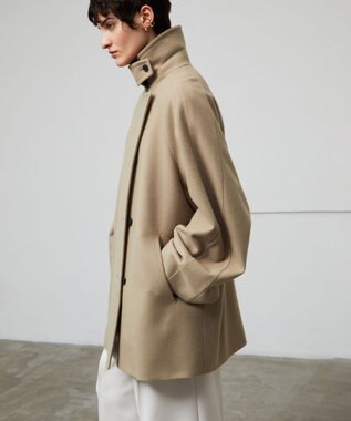 BEIGE， GABELLE / ミドル丈スタンドカラーウールコート Milk tea