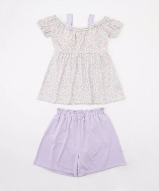 組曲 KIDS 【SS-Lサイズ】 ボタニカルフラワースイムウェア(セパレート) ラベンダー