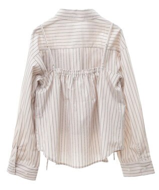 earth music&ecology Ｓｅｔ２点　ドロストショートシャツ＋キャミブラウス Beige