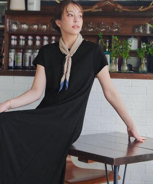 Tiaclasse 【接触冷感・洗える】イージーカットソーロングワンピース ブラック