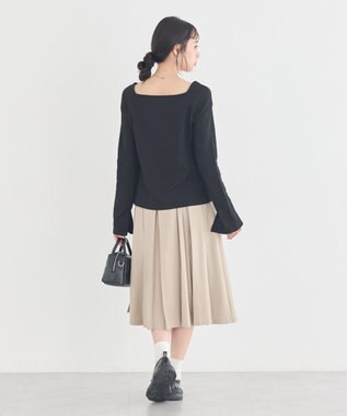 earth music&ecology 【予約】アシメ釦ツイストテレコカットソー ブラック