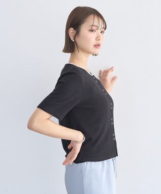 earth music&ecology チェーンリブラメカットソー Black