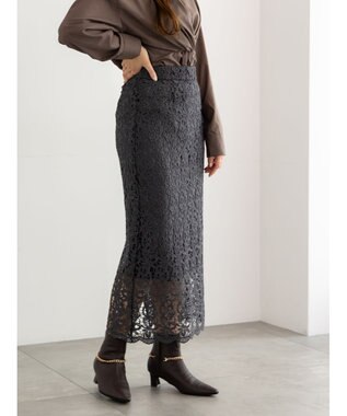Te chichi ケミカルレースナロースカート《2025Autumn catalog vol.2 item》 チャコールグレー