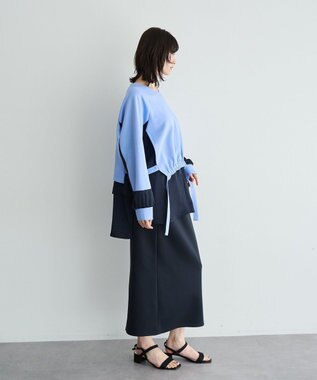 YECCA VECCA ダンボールニットナロースカート Navy