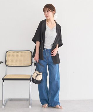 earth music&ecology レースリブキャミソール Gray