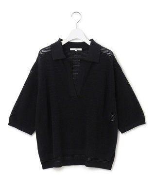 23区 S 【SLOW/一部店舗限定】コットンコードメッシュ ニット ブラック系