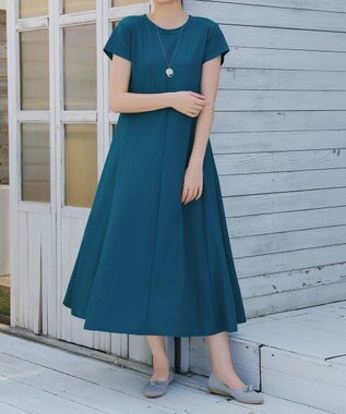 Tiaclasse 【接触冷感・洗える】イージーカットソーロングワンピース ブルー