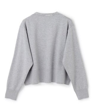 UNFILO ネックビジュー カーディガン グレー