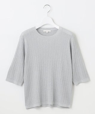 自由区 L 【カタログ掲載・アンサンブル対応・洗える】グリッターリブプルオーバー ニット ライトグレー