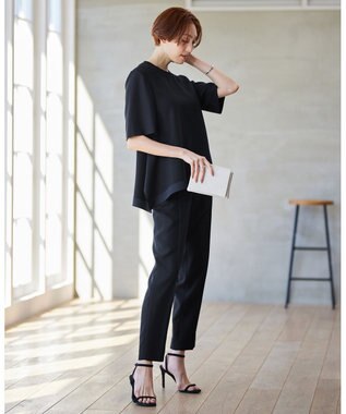 ICB 【接触冷感・UVケア・速乾・洗える】FluidBackSatin ドロストパンツ ネイビー系