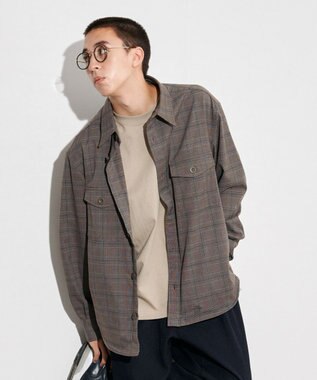 J.PRESS YORK STREET 【UNISEX】チェックストレッチCPOジャケット ブラウン系3