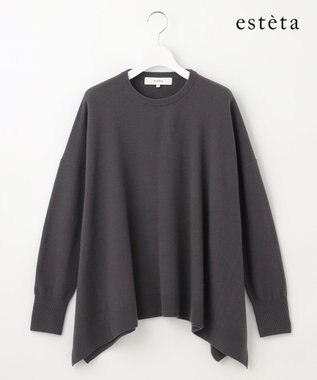 23区 L 【エステータ】エアリースパンウール ドレープニット スレートグレー系