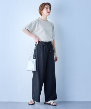 ANY 【ウエストゴム】リネンレーヨンワイドパンツ ブラック