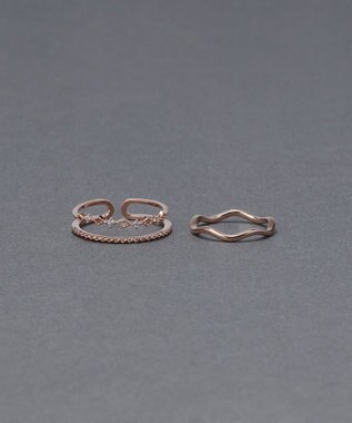 Phoebe フェミニンプレイスドビジューセットリング　ローズゴールド ローズゴールド