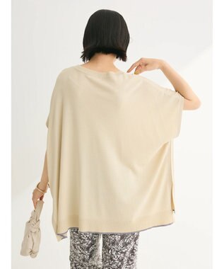 Green Parks 推しニット　裾ラインポンチョ型チュニック Gray Beige