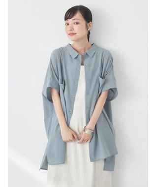 earth music&ecology 配色ステッチＢＩＧシャツ Gray