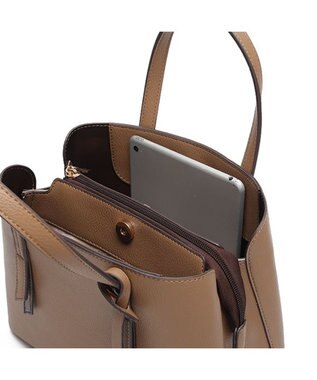 style code 【8/26入荷】【MERCURYDUO/マーキュリーデュオ】アオリワークハンドバッグ グレージュ