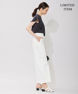 ICB 【WEB限定・洗える】BackSatinGeorgette ラッフルブラウス グレー系