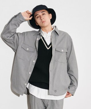 J.PRESS YORK STREET 【UNISEX】チェックストレッチCPOジャケット ブラック系3