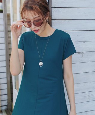 Tiaclasse 【接触冷感・洗える】イージーカットソーロングワンピース ブルー