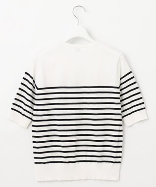 J.PRESS LADIES 【洗える】BASIC HT-COTTON クルーネック ボーダー ニット ブラック系1