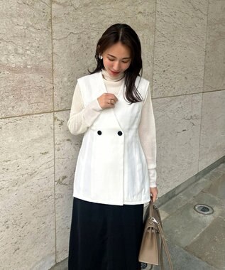 Green Parks AnriettMusee ネック切替デザインベスト Off White