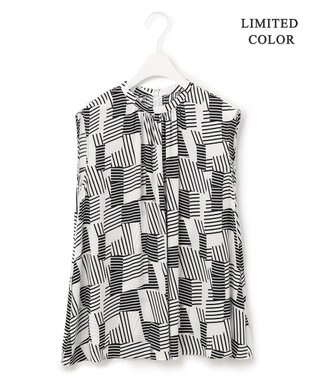 ICB 【WEB限定カラーあり】 Back Satin Amunzen ノースリーブブラウス オフホワイト系柄［WEB限定］