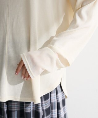 Green Parks 袖チュールリブプルオーバー Ivory