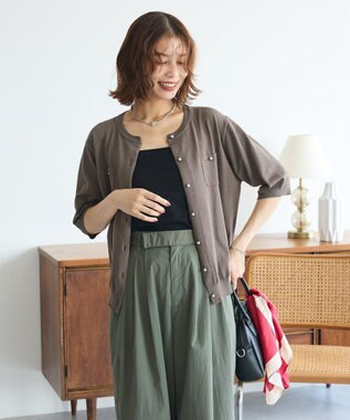 Green Parks コンパクトポケットカーディガン Gray