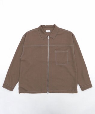 WEGO 【ユニセックス着用ITEM/MLサイズ展開】カラーステッチシャツジャケット ブラウン