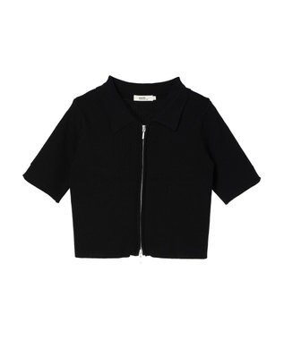 earth music&ecology 衿付きダブルＺＩＰカーディガン Black