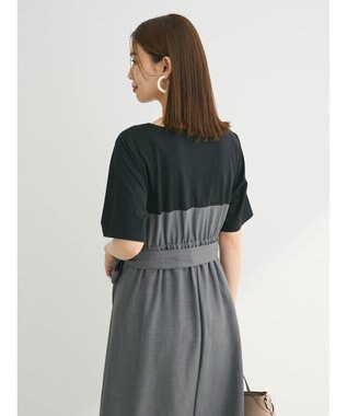 Green Parks 共ベルト付きビスチェ風ドッキングワンピース Gray Mixture