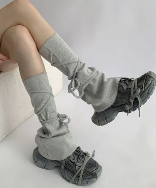 WEGO レースアップデザインレッグカバー グレー