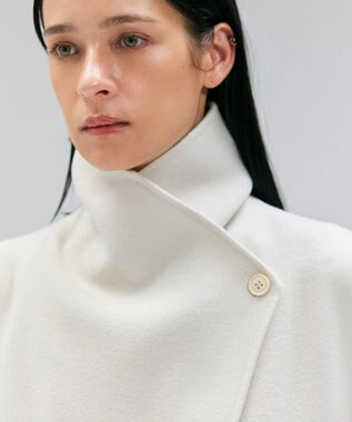 BEIGE， LEMOORE / ウールリバーフェイクレザーポケット付きコート Bone