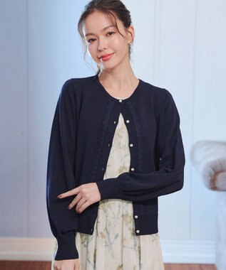 Tiaclasse 【洗える】レースカーディガン ネイビー