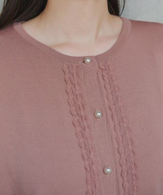 Tiaclasse 【洗える】レースカーディガン ピンク