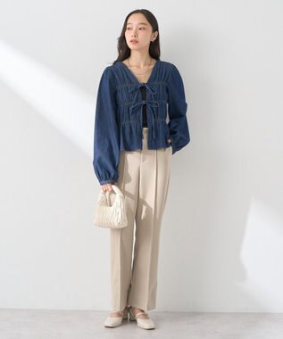 earth music&ecology デニムリボンシャツ Indigo