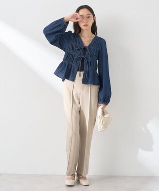 earth music&ecology デニムリボンシャツ Indigo